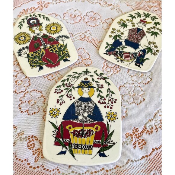 Vintage 1960s Set of 3 Wall Plates Turi Design Mons og Mille Figgjo FF Norway - Picture 4 of 12